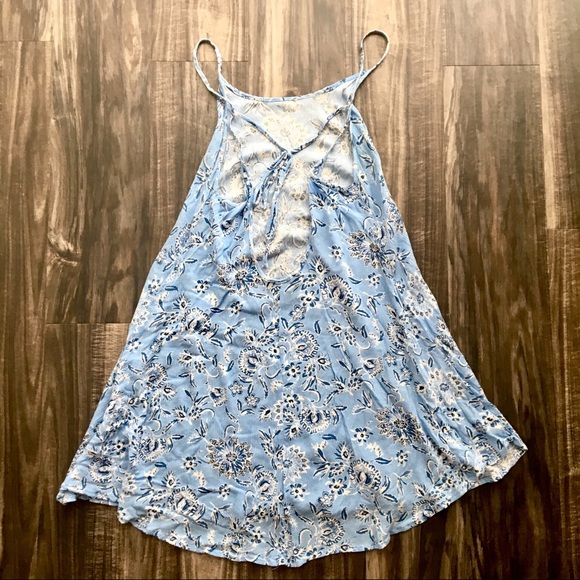 Blue Floral Summer Dress Spaghetti Straps - Picture 2 of 4